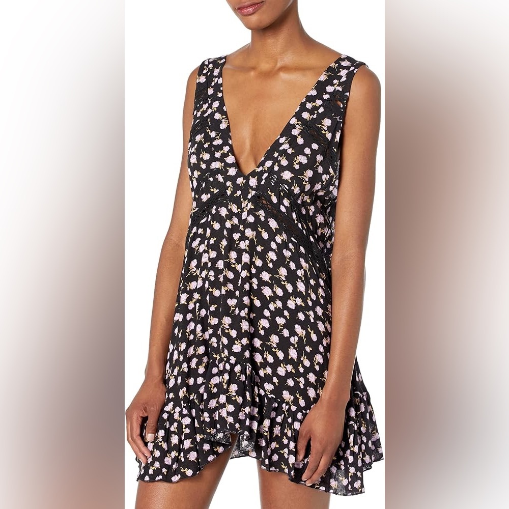 Free People Let It Happen Plunge Neck Minidress